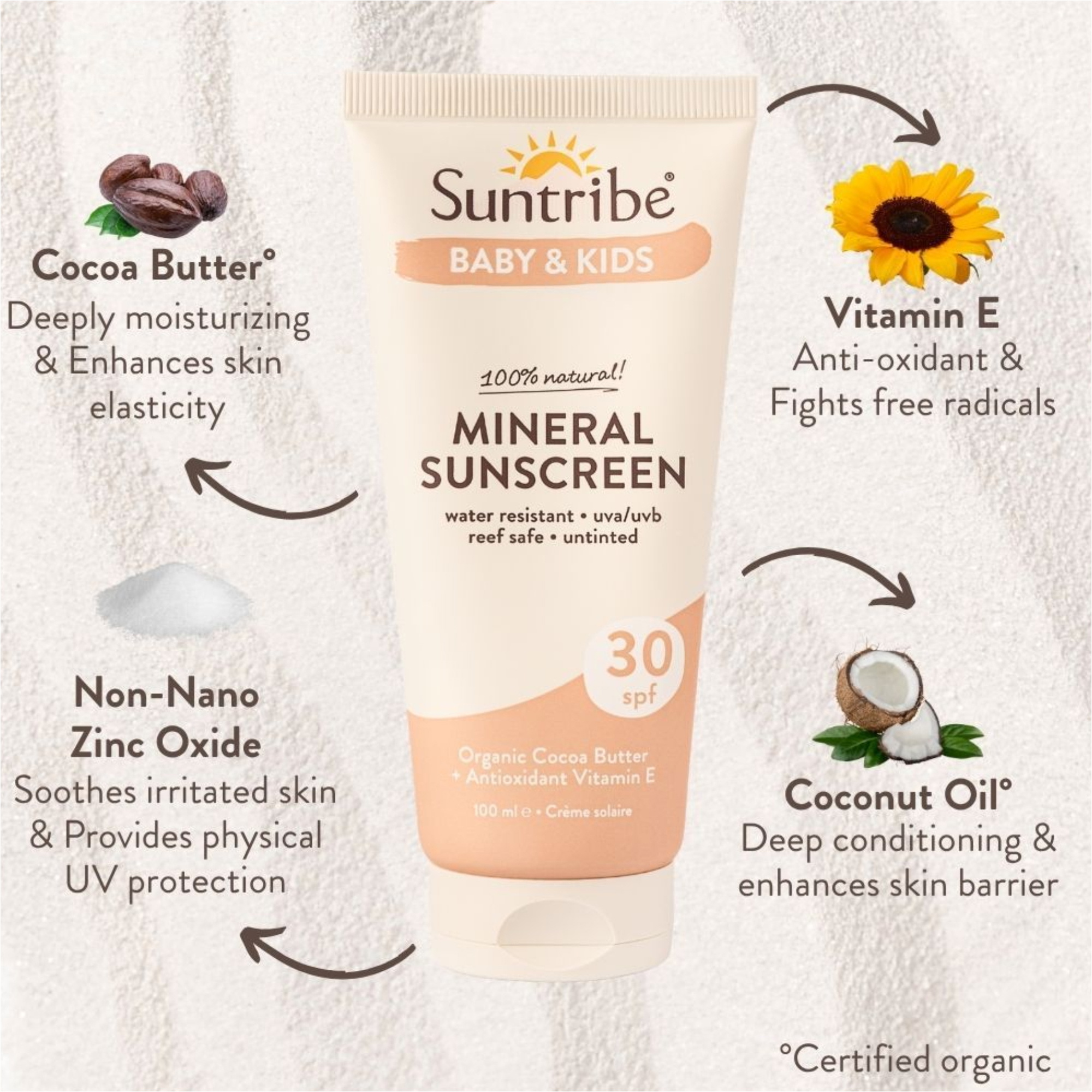 2026 Suntribe Junior Organic Mineral Sunscreen SPF 30 STSSBK